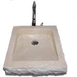 Sipahi Marble Bej Mermer Dışı Patlatma Kare Lavabo