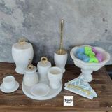 Sipahi Marble Beyaz Mermer 10 Parça Banyo Seti