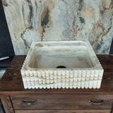 Sipahi Marble Gold Calacatta Fitilli Kare Lavabo - Mermer