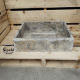 Sipahi Marble Gümüş Traverten Gizli Giderli Lavabo