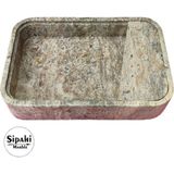 Sipahi Marble Gümüş Traverten Gizli Giderli Lüx Lavabo