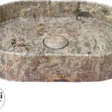 Sipahi Marble Gümüş Traverten Gizli Giderli Oval Lavabo