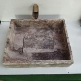 Sipahi Marble Gümüş Traverten Gizli Giderli Tasarım Lavabo - Gri