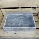 Sipahi Marble Gümüş Traverten Tek Batarya Çıkışlı Derin Lavabo