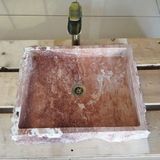 Sipahi Marble Kırmızı Traverten Lüx Kare Lavabo - Mermer