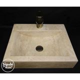 Sipahi Marble Klasik Traverten Batarya Çıkışlı Kare Lavabo