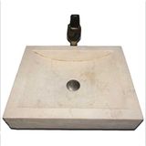 Sipahi Marble Klasik Traverten Kare Lavabo - Beyaz