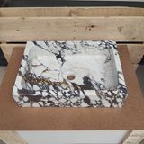 Sipahi Marble Menekşe Mermer Köşeli Düz Model Lavabo - Beyaz - Siyah