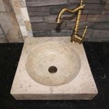 Sipahi Marble Noche Traverten Dizayn Kare Lavabo - Batarya Çıkışlı