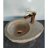 Sipahi Marble Traverten Batarya Çıkışlı Mini Kütük Lavabo - Bej
