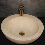 Sipahi Marble Traverten Batarya Çıkışlı Yuvarlak Tasarım Lavabo