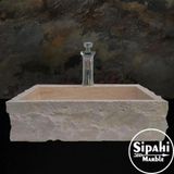 Sipahi Marble Traverten Dışı Doğal Patlatma Batarya Çıkışlı Lavabo