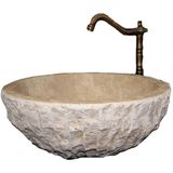 Sipahi Marble Traverten Doğal Patlatma Çanak Lavabo - Beyaz