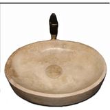 Sipahi Marble Traverten Gizli Giderli Oval Tasarım Lavabo - Beyaz