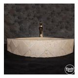 Sipahi Marble Traverten Üçgen Model Desenli Lavabo - Batarya Çıkışlı