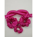sipariş vakti İpek Saten Isısız Saç Şekillendirici ve Saç Tokası (Tek Ebat, Pembe)
