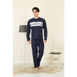 Şipka %100 Pamuklu Süprem Erkek Büyük Beden Pijama Takımı 835 - Lacivert - 5XL