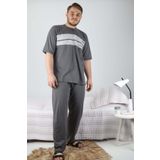 ŞİPKA Erkek füme Kısa Kollu Süprem Büyük Beden Pijama Takım