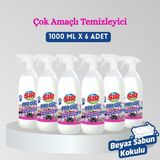 Sır 6 Adet Pro Güç Çok Amaçlı Temizleyici Beyaz Sabun Kokulu (1000 ml x 6 Adet) - 1 lt