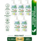 Sır Bio 5 Adet Bitkisel Özlü Elde Bulaşık Deterjanı Pompalı Şişe Aloe Vera İçerikli (1000 ml x 5)