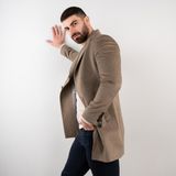 Sir Regular Fit Erkek Kaşe Kaban - 46 - Kahverengi