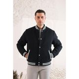 Sir Regular Fit Kaşmir Astarlı Çıtçıt Kapamalı Kolej Yaka Erkek Mont - 52 - Siyah