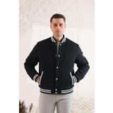 Sir Regular Fit Kaşmir Astarlı Çıtçıt Kapamalı Kolej Yaka Erkek Mont - 58 - Siyah
