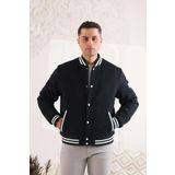 Sir Regular Fit Kaşmir Astarlı Çıtçıt Kapamalı Kolej Yaka Erkek Mont