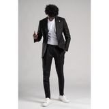 Sir Regular Fit Yarım Astarlı %100 Linen (Keten) Kumaş Takım Elbise - 56 / 6 - Siyah