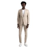 SİR Regular Fit Yarım Astarlı%100 Linen (Keten) Kumaş Takım Elbise KREM 56-6 Drop