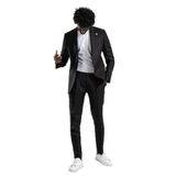 SİR Regular Fit Yarım Astarlı%100 Linen (Keten) Kumaş Takım Elbise SİYAH 56-6 Drop