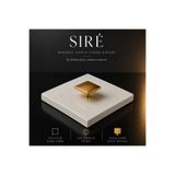 SIRÉ Studio Beyaz Minimal Taş Dokulu Kare Banyo Gider Kapağı 10x10 cm – Gold Kulplu