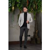 Sir Yünlü Mono Yaka Kaşmir Çift Yırtmaç 6 Drop Kışlık Erkek Tek Ceket Sr67502
