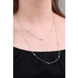 Sıra Taşlı 110 Cm Gümüş Zincir Kolye 6628
