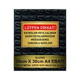 sıradışıhediyem KAYBOLAN EŞYA YAZILI GOLD METAL BASKILI LEVHA ( 20 X 7 CM )