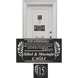 sıradışıhediyem METAL ZEYTİN model EVE GİRERKEN DUALI KAPI SÜSü kapı isimliği 15x8 cm, 5X5 cm. KAPI numarası ebatı