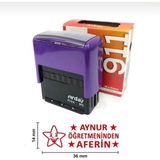 Sırdaş 36x14 mm Aferin Mor Kaşe 1 Adet Kırmızı Mürekkep ile Öğretmenler İçin