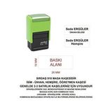 Sırdaş 910 Isim Ünvan Kaşesi Yeşil Renkli Makina 10 mm Baskı Alanı 26 mm Ölçüler ile
