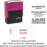 Sırdaş 911 Kişiye Özel Isim Makam ve Ünvan Kaşesi - Pembe Makina Siyah Mürekkep