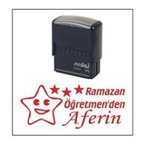 Sırdaş Aferin Öğretmen Kaşe Kırmızı Renk 41x16mm Yerli Üretim Otomatik Kaşe