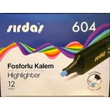 Sırdaş Fosforlu Kalem 12'li Paket Mavi 604