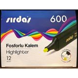 Sırdaş Fosforlu Kalem 12'li Paket Sarı 600