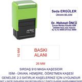 Sırdaş İsim Ünvan Kaşesi 910 Yeşil Makina - Mavi Mürekkep