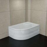 Sırduş 120X80X44 Asimetrik Sol Oturmalı Mini Küvet, Beyaz - 80x120x45 cm