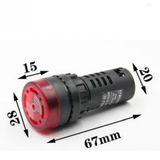 Siren Işıklı Flaşör Buzzer Kırmızı Led Ad16-22sm 24v Dc 22mm Çap
