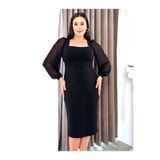 Şirin Butik Kadın Siyah Büyük Beden Taş Detaylı Esnek Abiye Elbise
