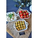 Şirin Eşyalarım 3 Lü Porselen Kare Meze Tabak / Küçük Boy