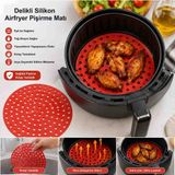 Şirin Home Delikli Silikon Airfryer Pişirme Matı Yuvarlak Yapışmaz Isıya Dayanıklı Kolay Temizlenir