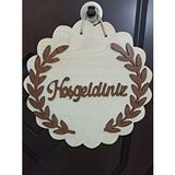 Şirin Lazer Hoşgeldiniz Yazisi Zeytin Dali Dekor Ahşap Mdf Kapi Duvar Süsü akça ağaç kahve rengi ceviz dekor