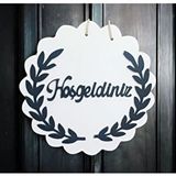 Şirin Lazer Hoşgeldiniz Yazısı Zeytin Dalı Dekor Lazer Kesim Ahşap Mdf Kapı Duvar Süsü BEYAZ